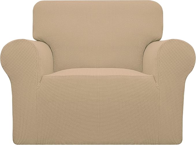 Easy-Going Stretch Oversized Chair Slipcover with Arm Washable Sand | 1-Piece Large chair covers armchair Furniture Protector for Living Room chair and a half cover Soft For Kids, Pet. by Easy-Going