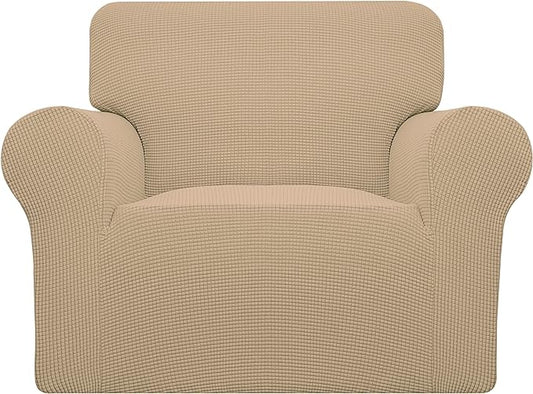 Easy-Going Stretch Chair Slipcover with Arm Washable Sand | 1-Piece Couch Sofa Cover Furniture Protector for Living Room Soft with Bottom For Kids, Pet. Spandex Jacquard by Easy-Going