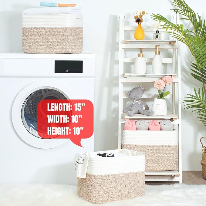 MINTWOOD Design 3-Pack Storage Baskets for Shelves, Playroom and Classroom Basket, Book Decorative Cube Bins, Woven Closet Organizers, Baby Nursery Baskets, Light Brown - Image 7