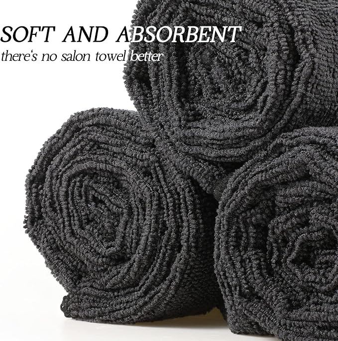 Shimeyao 40 Pack Bleach Proof Towels Microfiber Absorbent Resistant Hair Hand Towels Bulk Quick Dry for Barber Gym Bath Spa Shaving (Black,16 x 29 Inch) - Image 2