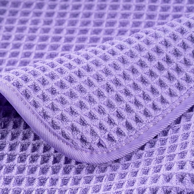 POLYTE 430 GSM Microfiber Oversize Quick Dry Lint Free Bath Towel, 60 x 30 in, 4 Pack (Waffle Weave) - Image 7