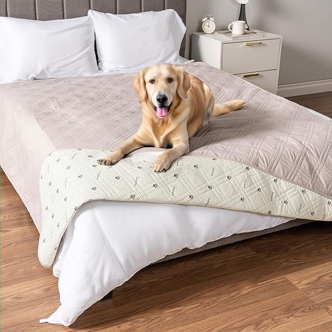 PetAmi Waterproof Couch Cover for Dogs, Non-Slip Leakproof Sofa Furniture Protector for Pet Cat, Machine Washable Bed Blanket for Car Seat, 102x82 Beige by PetAmi