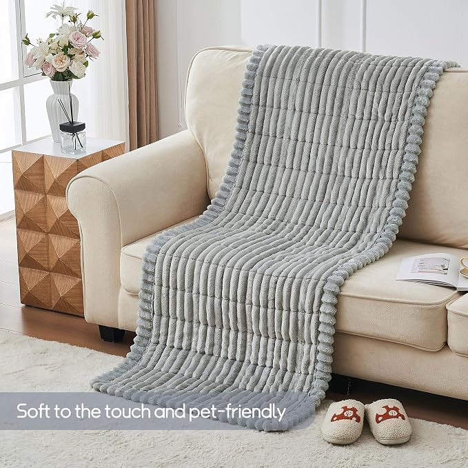 beeweed Couch Covers for Sofa, Couch Covers for Dogs Washable, Non Slip Plush Sofa Slipcovers, Couch Furniture Protector Pet Friendly, Light Grey, 27.6” x 82.7” - Image 2