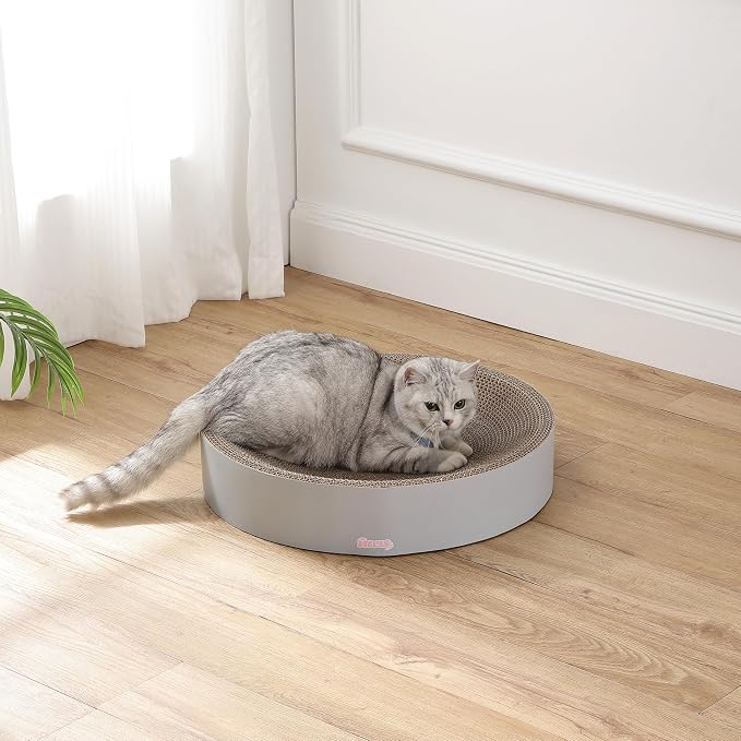 CSR1010K Nelson 20.13" Modern Cardboard Round Bowl Cat Scratcher with Catnip, Fog - Image 7