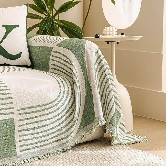 Covers for Couches - Soft Chenille Heavy Duty Sofa Cover, Pet-Friendly Scratch-Resistant Blanket, Anti-Slip Modern Washable Decor Mat 71"x118",Green - Image 6