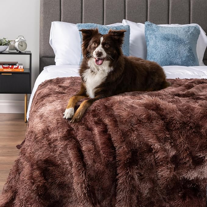PetAmi Waterproof Dog Blanket for Couch, Bed & Furniture,Reversible Sherpa & Faux Fur Pet Blanket, Leakproof Pet Throw for Large Dog Cat, Washable Soft Calming Sofa Protector (60x80, Tie-Dye Brown) - Image 7