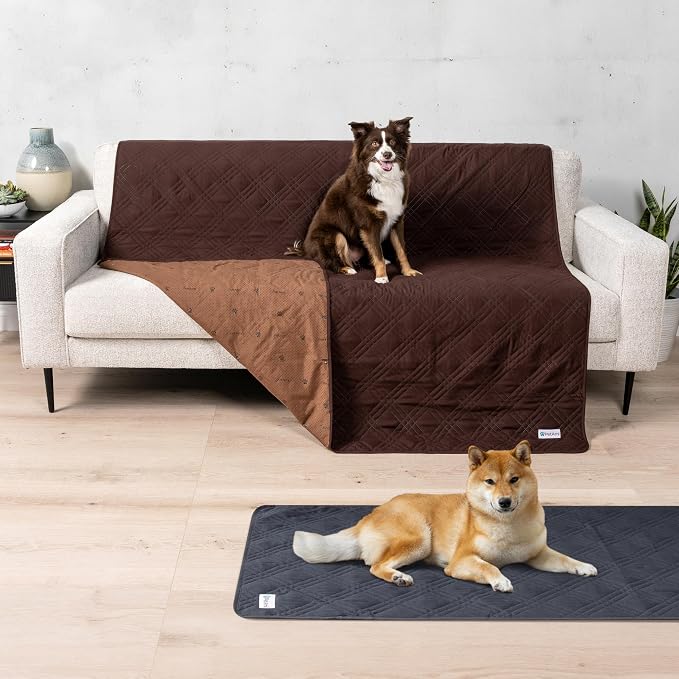 PetAmi Waterproof Couch Cover for Dogs, Non-Slip Leakproof Sofa Furniture Protector for Pet Cat, Machine Washable Bed Blanket for Car Seat, 68x82 Brown - Image 2
