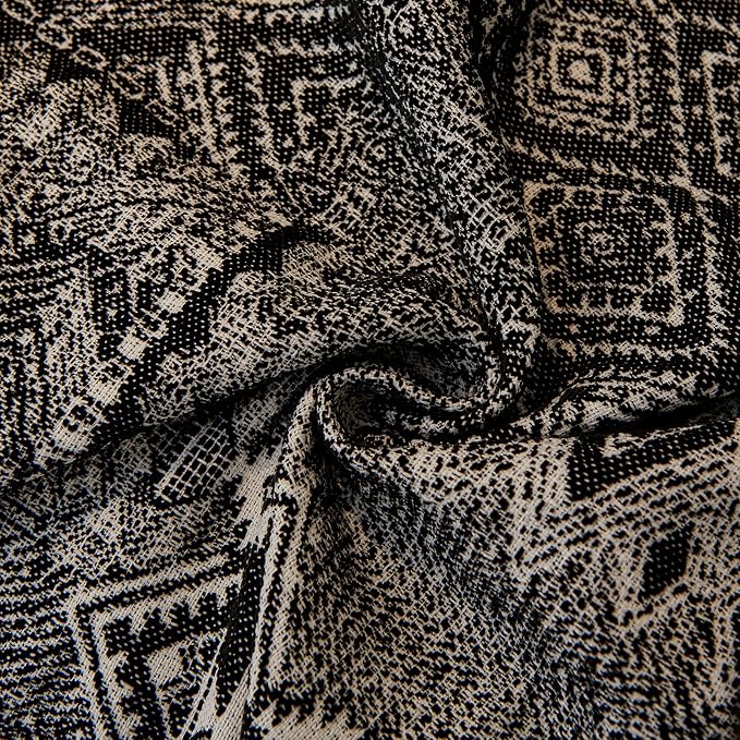 DREAMINGO Couch Covers for Sofa Boho Geometric Jacquard Vintage Sofa Covers 3 Seater Non Slip Chenille Furniture Protector for Dogs Pets Washable Sectional Couch Slipcovers, Black, 71"x134" - Image 5