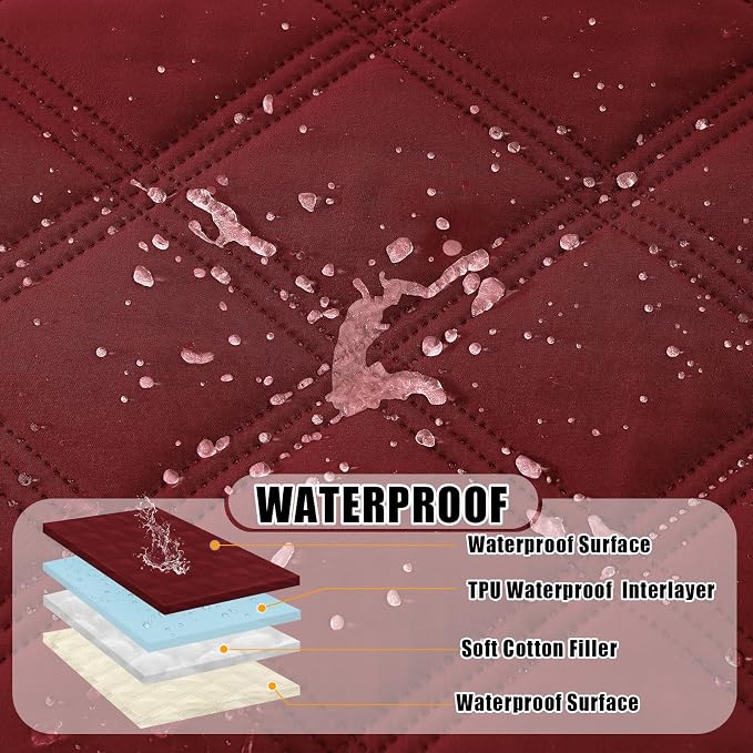 Smiry Waterproof Dog Bed Cover, Reversible Pet Blanket for Sofa Couch | Soft Washable Dog Blanket, Leakproof Couch Cover for Dogs Cats & Furniture Protection, 40x70, Wine Red/Beige - Image 2