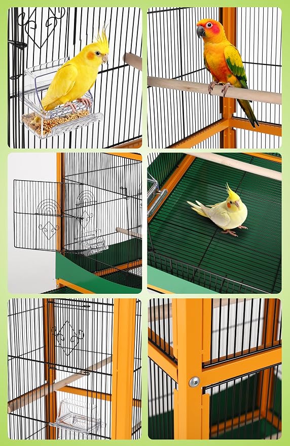 Garvee Bird Cage, 66''H Extra Large Bird Cage,Easy to Clean | w/ Removeble Tray, Waterproof Roof, Lockable Caster, Indoor& Outdoor Use for Conure,Macaw,Budgie,Cockatiel,Parakeet - Image 3