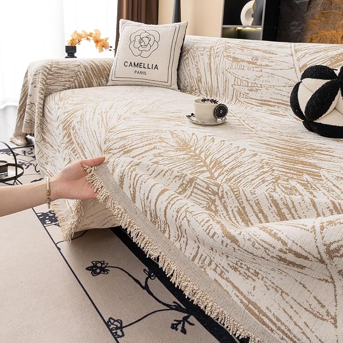 ROOMLIFE Couch Cover Boho Sofa Covers for 3 Cushion Couch Washable | Furniture Protector Sofa Couch Cover for Dogs, Soft Breathable Sofa Slipcover, Couch Throw Blankets with Tassels 71''X118'' - Image 6