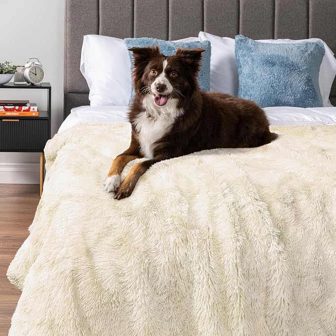 PetAmi Waterproof Dog Blanket for Couch, Bed & Furniture,Reversible Sherpa & Faux Fur Pet Blanket, Leakproof Blanket for Puppy Cat, Washable Soft Calming Pet Couch Protector (29x40, Cream Beige) - Image 7