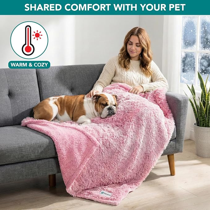 PetAmi Waterproof Dog Blanket for Couch, Bed & Furniture,Reversible Sherpa & Faux Fur Pet Blanket, Leakproof Blanket for Puppy Cat, Washable Soft Calming Pet Couch Protector (29x40, Tie-Dye Pink) - Image 6