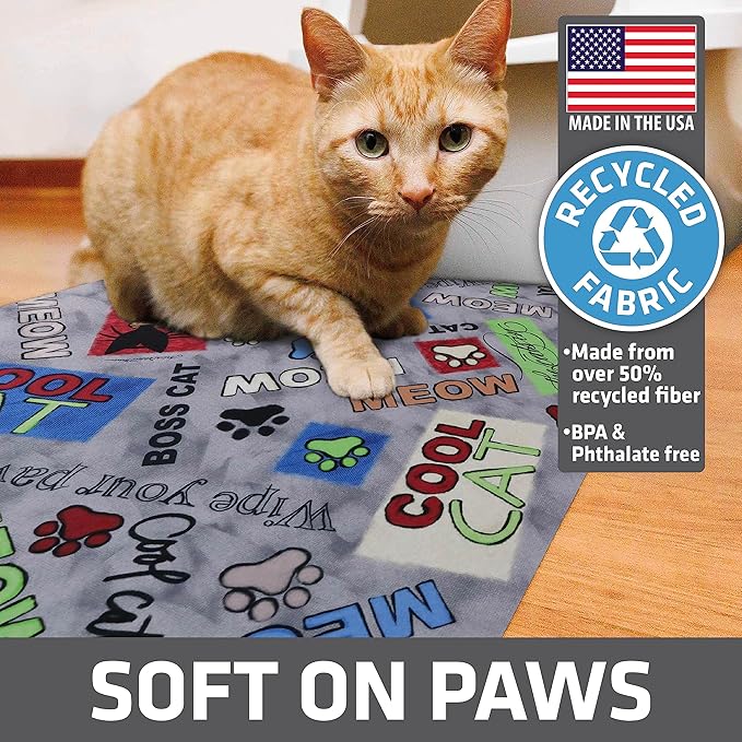 Drymate Cat Litter Box Mat, Litter Trapping Mat, Multicolor, 20x28 | Waterproof, Urine-Proof, Absorbent, Machine Washable, Soft on Paws, Contains Mess, Protects Floors, Kitten Supplies, USA Made - Image 4