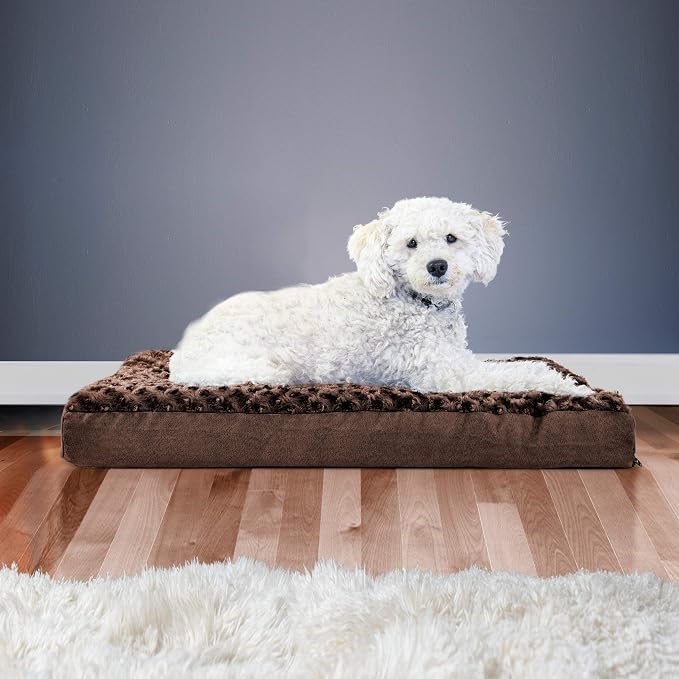 Furhaven Orthopedic Dog Bed for Medium/Small Dogs w/ Removable Washable Cover, For Dogs Up to 35 lbs - Ultra Plush Faux Fur & Suede Mattress - Chocolate, Medium - Image 3