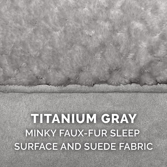 Furhaven Replacement Dog Bed Cover Minky Plush & Suede Pillow Top Mattress, Machine Washable - Titanium Gray, Medium - Image 4