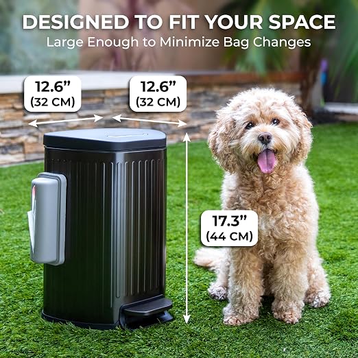 Dog Poop Trash Can Outside with Lid – 12L Stainless Steel Outdoor Trash Can with Reusable Charcoal Filter, Step-On Pedal & Bag Dispenser – Dog Waste Station, Cat Litter Trash Can & Diaper Pail - Image 7