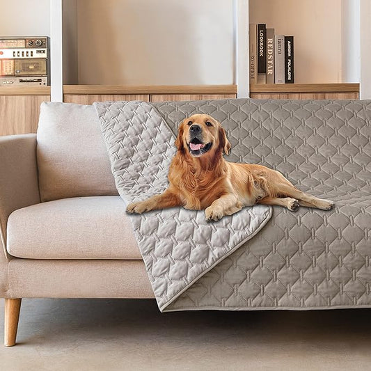 gogobunny 100% Double Sided Waterproof Dog Blanket Soft Pet Bed Cover Reversible Protect Furniture Couch Sofa Car for Puppy Large Dog Cat (Dark Stone/Light Stone, 82x120 Inch (Pack of 1)) by gogobunny