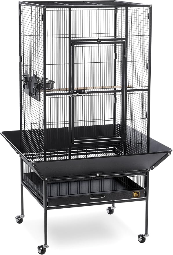 Prevue Pet Products Park Plaza Bird Cage - Large Steel Cage with Rolling Stand, Seed Guards, and Perches, Ideal for Cockatiels and Medium Birds - Black Hammertone by PrevuePetProducts