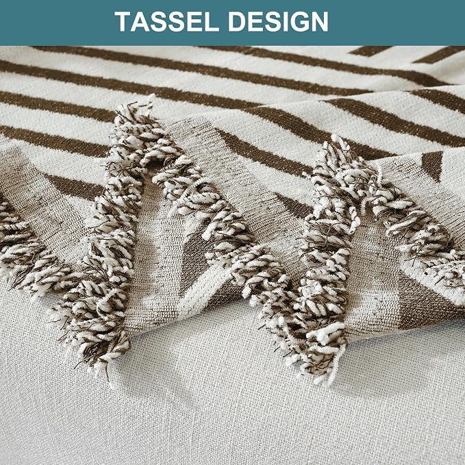 Couch Cover for Sofa, Boho Sofa Cover Washable Couch Cover for Dogs, Pet Sofa Cover for 2-Cushion Couches with Tassel Furniture Protector Cover,71" x 102",Dark Coffee-Line - Image 5