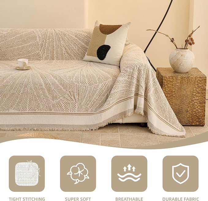 Couch Covers for Sofa, Sofa Covers Washable, Sectional Couch Covers, Sofa Covers for 2 Cushion Couch, Non Slip Stripe Sofa Slipcovers Furniture Protector (Khaki, 71x118) - Image 5
