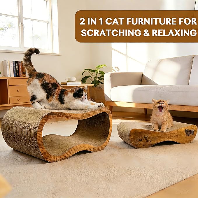 Cat Scratcher, 2 in 1 Cardboard Cat Scratchers for Indoor Cats Scratch Pad | Pet Cat Supplies for Scraching & Napping & Hiding, as Scratching Post Couch Lounger Bed Furniture Protector, Large 27.44 Inch - Image 6
