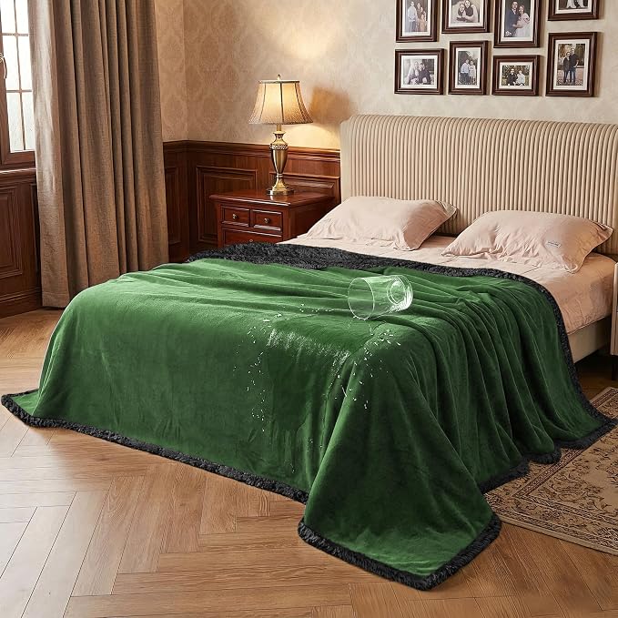 Catalonia Waterproof Blanket for Bed, Reversible Leakproof Throw | 60 x 80 Inch, Green, Washable Protector Cover for Couch and Sofa, Stain Proof Blanket for Pets, Kids and Everyday Spills by Catalonia