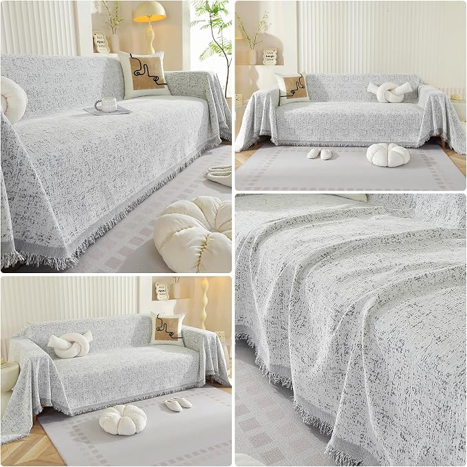 Deep Dream Couch Cover for Dogs, Soft Chenille Couch Covers for 2-3 Cushion Couch, Thick Sofa Slipcover Sofa Cover Washable Living Room Couch Protectors for Pets (Grey, 71"x134") - Image 3