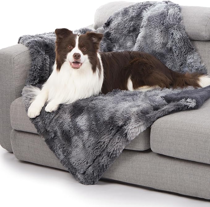 gogobunny Waterproof Dog Blanket for Couch & Furniture Protection - Super Soft Reversible Throw for Large Dogs & Cats, Calming Washable Fur & Sherpa Pet Blanket (40x50 Inch, Tie-dye Grey) by gogobunny