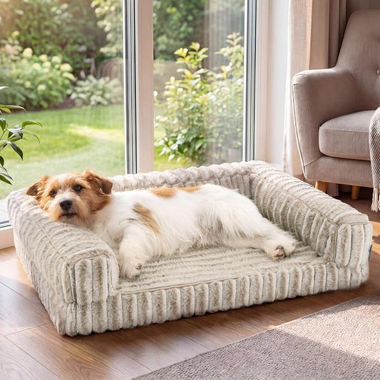 Bedsure ComfyFleece™ Orthopedic Dog Bed for Medium Dogs, Waterproof Memory Foam Medium Pet Beds with Sides, Non-Slip Bottom and Egg-Crate Foam Dog Couch Sofa with Washable Corduroy Cover, Amphora by Unknown