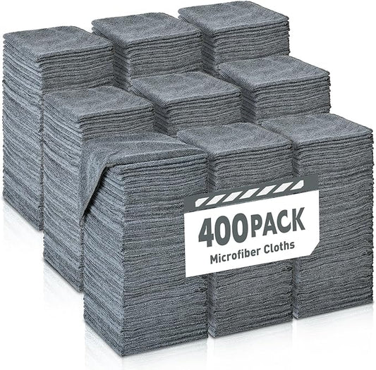 Gray Microfiber Cleaning Cloths Bulk Pack-400 Pack, Microfiber Towels Bulk | Towels for Cars, Cleaning Rags, Gray (12x12 inches) by TEAWOO