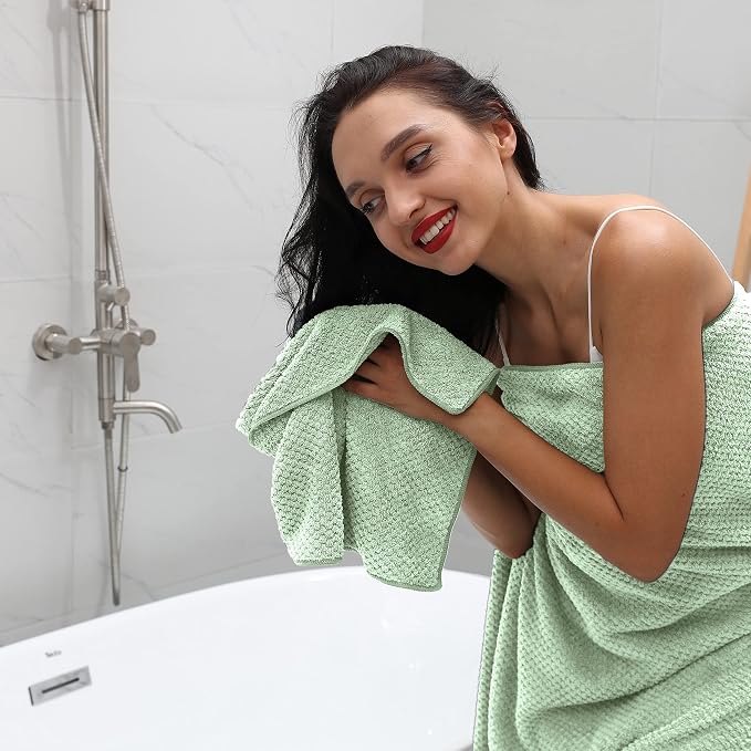 Smuge 2 Piece Hand Towels Set,100% Microfiber - Quick Dry, Thick, Soft, Plush and Highly Absorbent Luxury Hotel & Spa Bath Towel for Bathroom, Pack of 2 (Green) - Image 5
