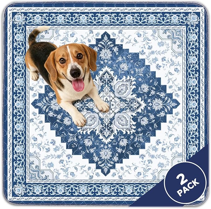 INVENHO 2PACK Washable Pee Pads for Dogs, Reusable Dog Pads Upgrade Non-Slip Dog Pee Pads Heavy Absorbency Puppy Pee Pads Quick Dry Whelping Pads/Waterproof Puppy Training Pad by INVENHO