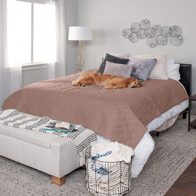 Furhaven Waterproof & Non-Slip Queen Size Mattress Cover Protector for Dogs & Cats, Washable, For Beds, Couches, & Car Seats - Quilted Twill Blanket Mattress Cover - Brownstone, Large/Queen Size - Image 3