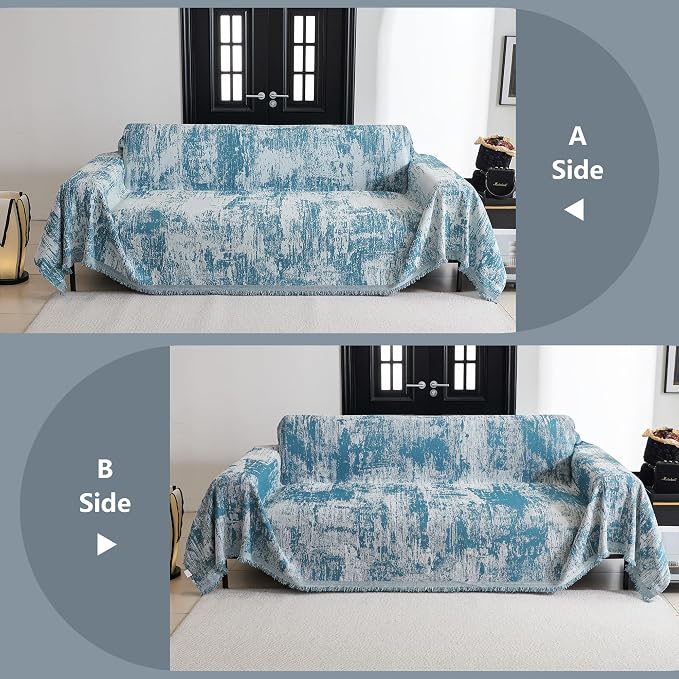 MYSKY HOME Boho Couch Cover for Dogs Washable Sage Abstract Couch Sofa Protector for Cats Pets Friendly Chenille Geometric Sofa Covers Soft Durable Farmhouse Sofa Slipcovers, 71" X102" - Image 6