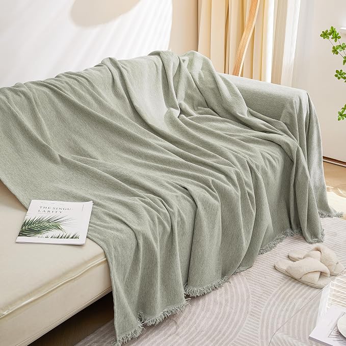 MEETSKY Couch Covers for 3 Cushion Couch Sofa Covers Washable Couch Cover Sectional L Shape Couch Blanket Cover Sofa Slipcovers for Most Shape Sofas Thick Soft Throws Cover, 91" x 150", Sage Green - Image 6