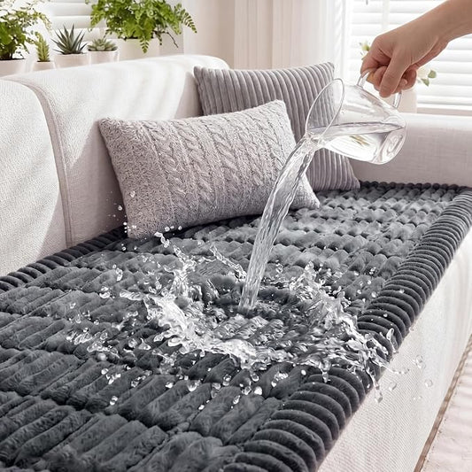 Fixwal Waterproof Flannel Dog Couch Cover, 27.6" x 82.7", Dark Grey | Integrated TPU Barrier, Non-Slip Backing, Machine Washable, Pet Friendly, Easy Clean Pet Hair, Soft Sofa Cushion Protector by Fixwal