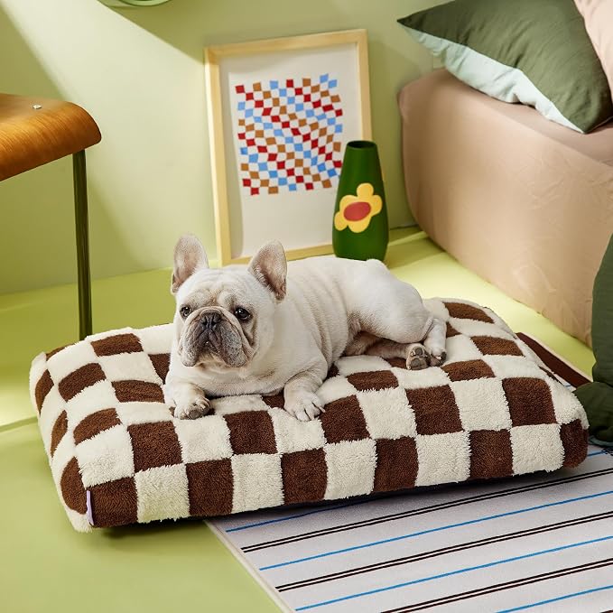 LE SURE Cute Aesthetic Bed Medium Size Dog,Jacquard Thick Pet Pillow 30x20 | Shredded Chopped Foam,Modern Plush Crate Cushion Gift for Medium Size Dog, Waterproof Washable Cover, Nonslip Bottom, Brown - Image 6