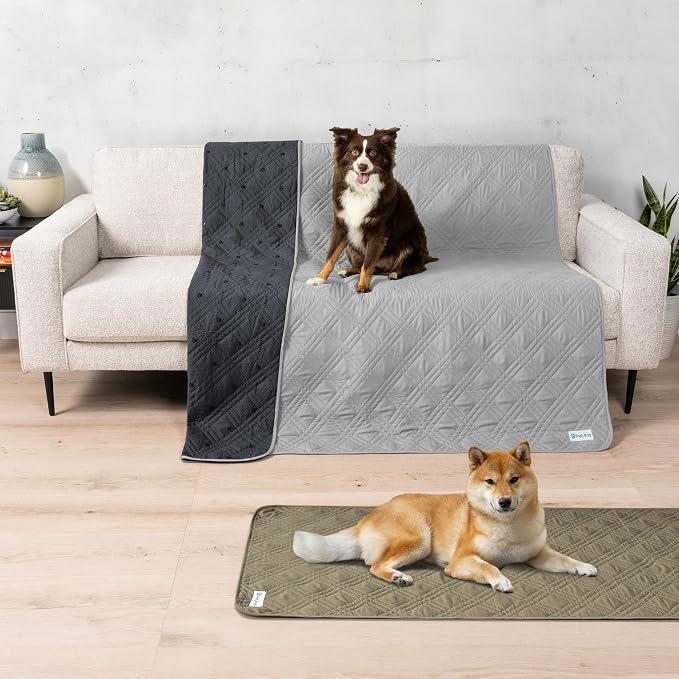 PetAmi Waterproof Bed Cover for Dogs, Pet Blanket Couch Cover, Reversible Furniture Cover Sofa Protector for Pet Cat Bed, Washable Dog Blanket for Seat, 52x82 Light Gray - Image 4