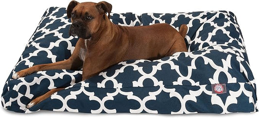 Navy Trellis Extra Large Rectangle Indoor Outdoor Pet Dog Bed With Removable Washable Cover By Majestic Pet Products by MajesticPet