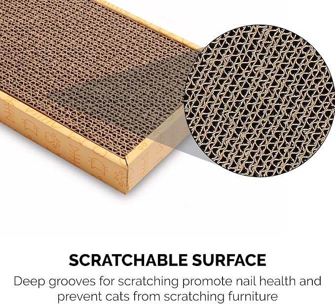 Furhaven Scratching Board w/ Catnip for Indoor Cats, Reversible - Classic Corrugated Cat Scratcher Pad - Yellow, Small - Image 4