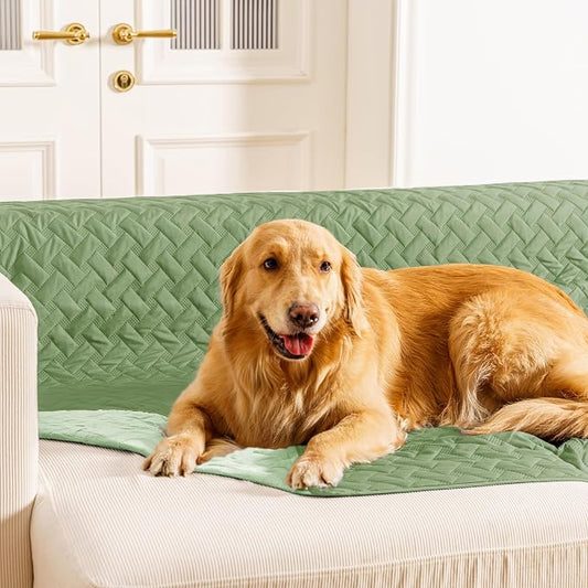 gogobunny 100% Double Sided Waterproof Dog Blanket Soft Pet Bed Cover Reversible Protect Furniture Couch Sofa Car for Puppy Cat Kids (Dark Green/Light Green, 30x70 Inch (Pack of 1)) by gogobunny