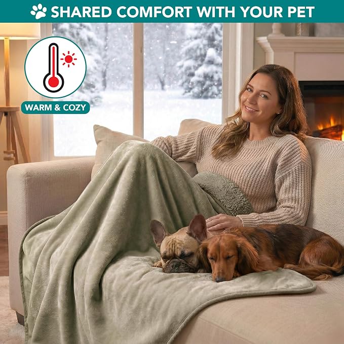 PETAMI Sherpa Fleece Waterproof CAT and Dog Blanket, Taupe, Large - Image 4