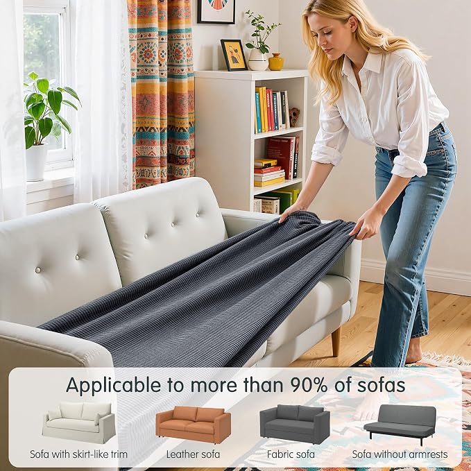 Hokway Couch Cushion Covers Stretch Cushion Covers Sofa Seat Cushion Slipcover Cushion Protector(Gray, Medium) - Image 4