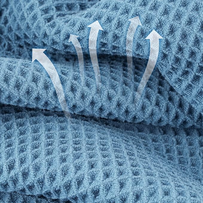 Microfiber Waffle Bath Towels, 4 Pieces, Soft, Absorbent, Fast Drying, Lint Free 430 GSM (Beige+Gray+Blue+White) - Image 2