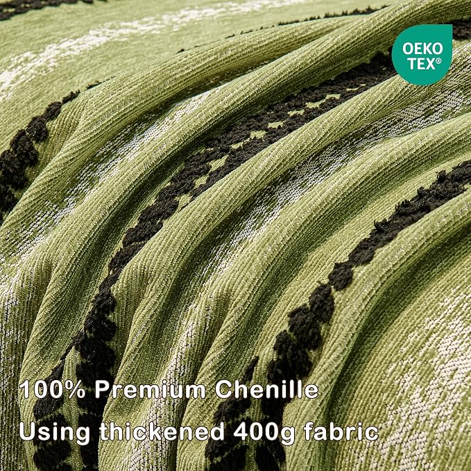 VANJOROY Couch Cover for 2 3 Cushion,Washable Couch Covers for Dogs Pets, Sofa Slipcovers Sectional Sofa L-Shape, Chenille Couch Cover for Sofa Cover Furniture Protector with Tassel,71"x 118" Green - Image 6
