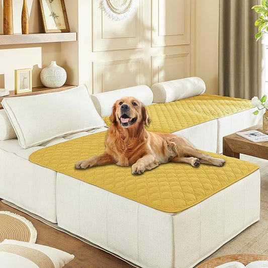 gogobunny 100% Double-Sided Waterproof Dog Bed Cover Pet Blanket Sofa Couch Furniture Protector for Puppy Large Dog Cat, Reversible (40x50 Inch (Pack of 1), Dark Yellow/Light Yellow) by gogobunny