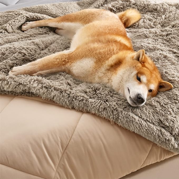 Bedsure Waterproof Dog Blankets for Medium Dogs, Fluffy Faux Fur, 40x50 | Plush Fuzzy Reversible Pet Blankets for Couch and Dog Bed,Soft Calming Throw Cat Blanket Washable, Dog Gift, Brown - Image 9