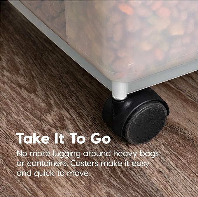 IRIS USA Airtight Dog Food Storage Container, WeatherPro, Up to 50 lbs, Removable Wheels, for Dog Cat Bird and Other Pet Food Storage Bin, Keep Fresh, Translucent Body, Made in USA, Clear/Gray - Image 5