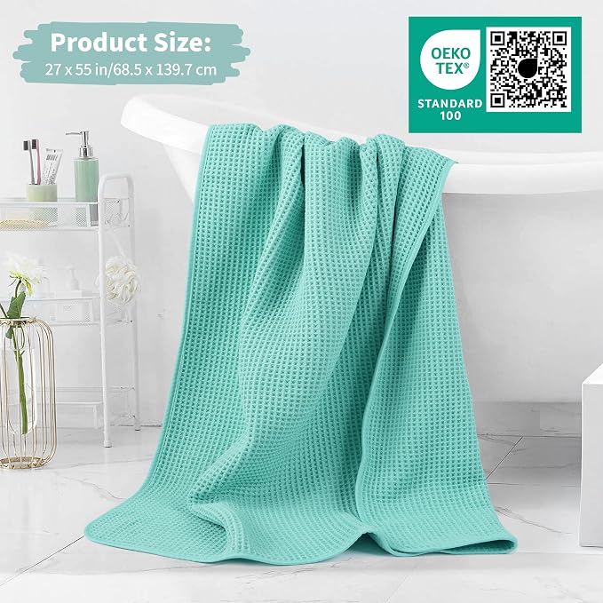 MICROFI Microfiber Waffle Bath Towels, 4 Pieces, Soft, Absorbent, Fast Drying, Lint Free 430 GSM (27''x55''/68.58 cm x139.7 cm) - Image 5